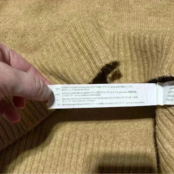 Zara Girls Mock Turtle Neck Sweater Size 9-10 Beige - Picture 7 of 9